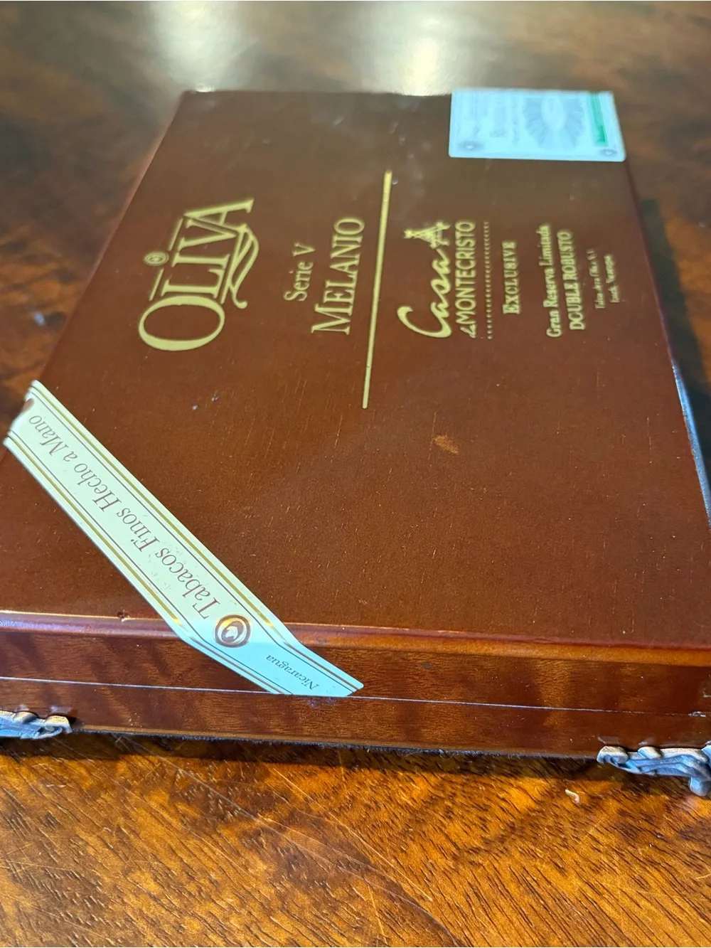 Upcycled Oliva Serie V Melanio Cigar Box Jewelry Organizer Black and Cherry Wood